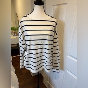 Old Navy Breton Stripe Boat Neck Long Sleeve Top 2X Coastal Chic